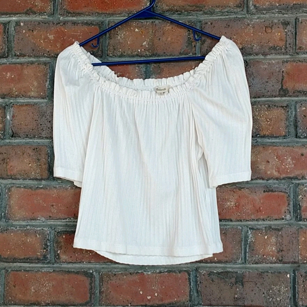 Madewell knit pointelle peasant top